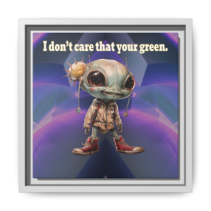 I don't care that your green - framed canvas art (grey-pink wave)