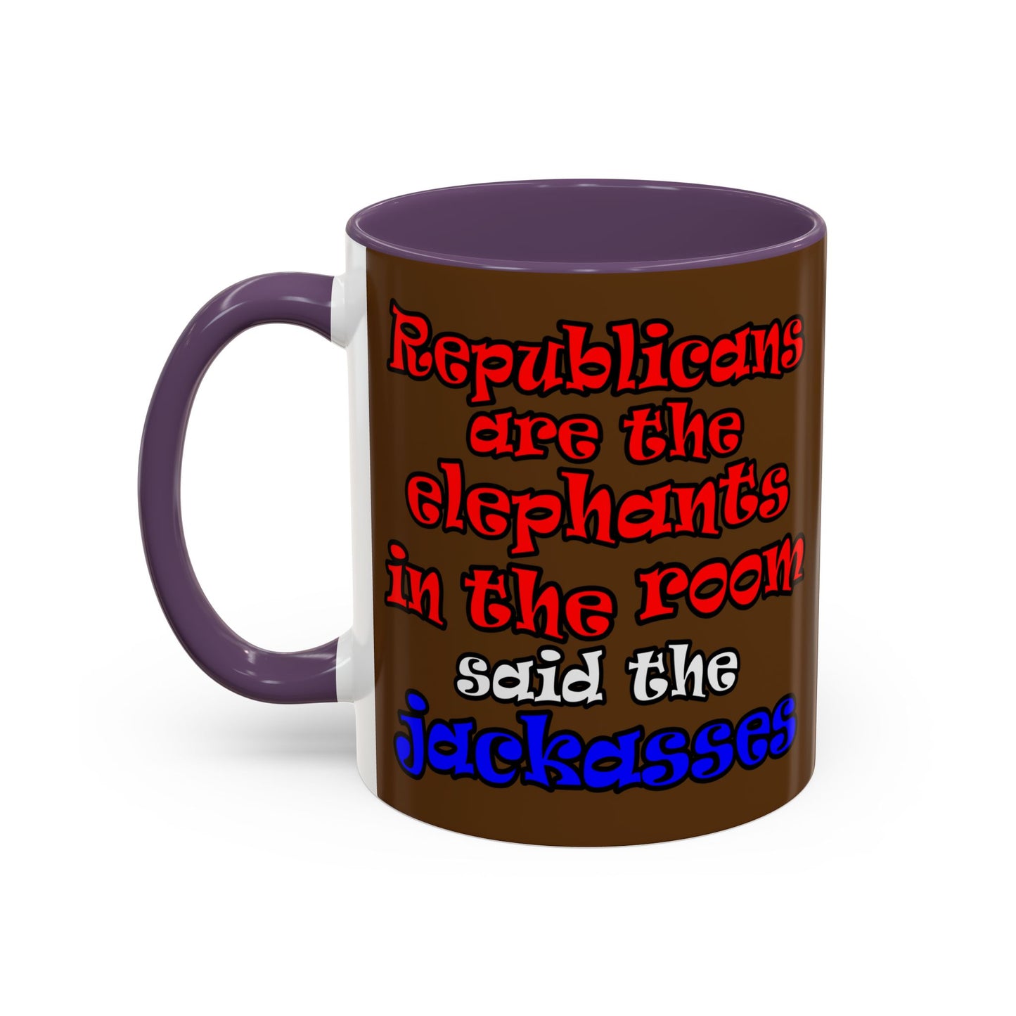 donkeys and elephants - Accent Mug (brown)