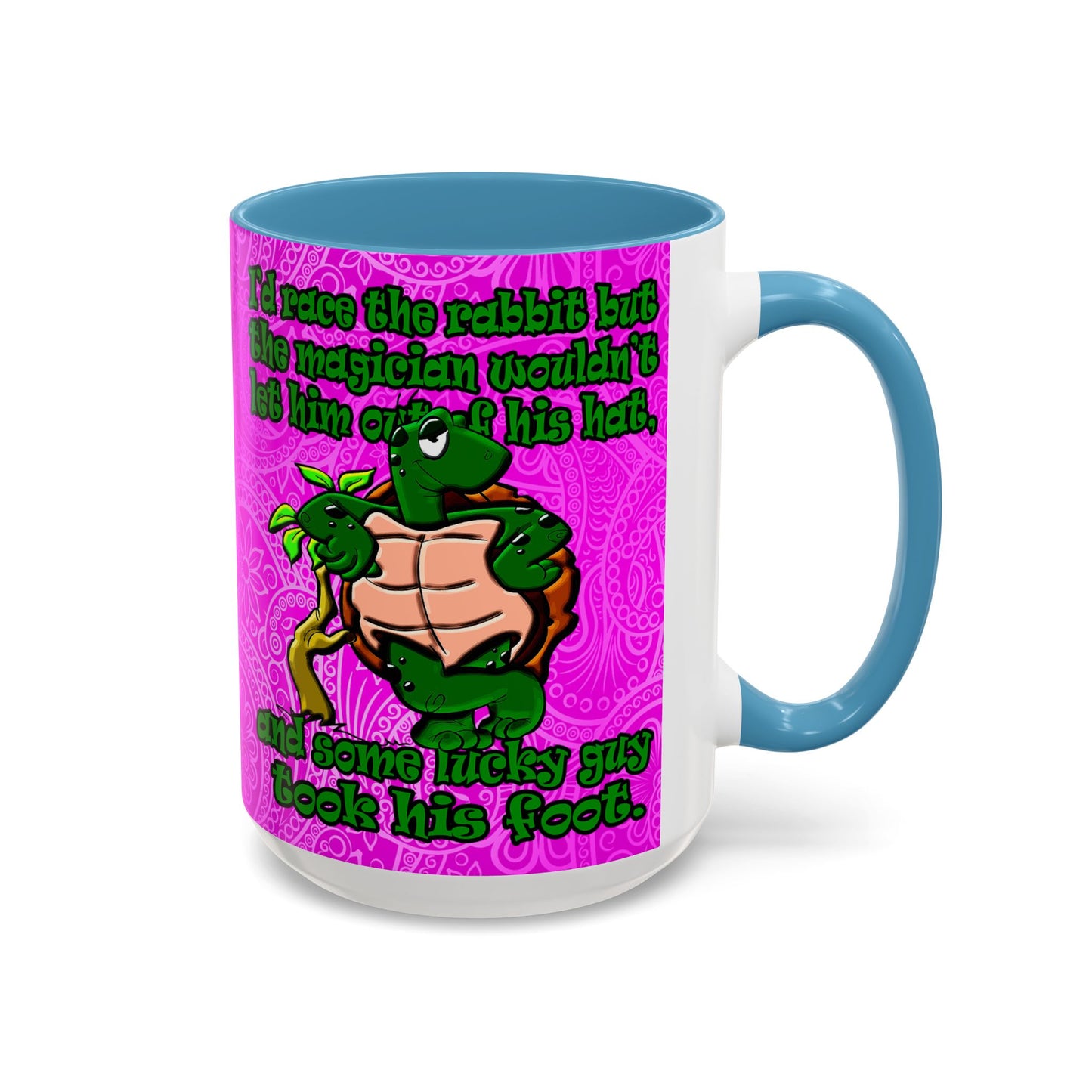 turtle race - Accent Mug (pink swirl)