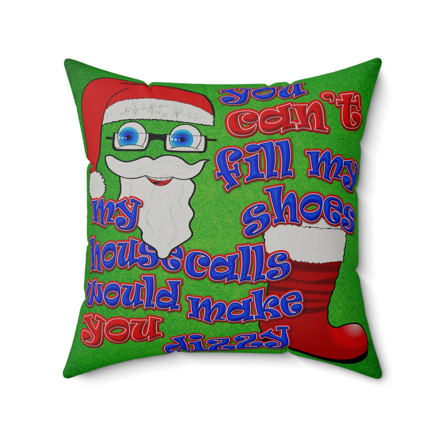 santa's shoes - Faux Suede Square Pillow - (green turf)