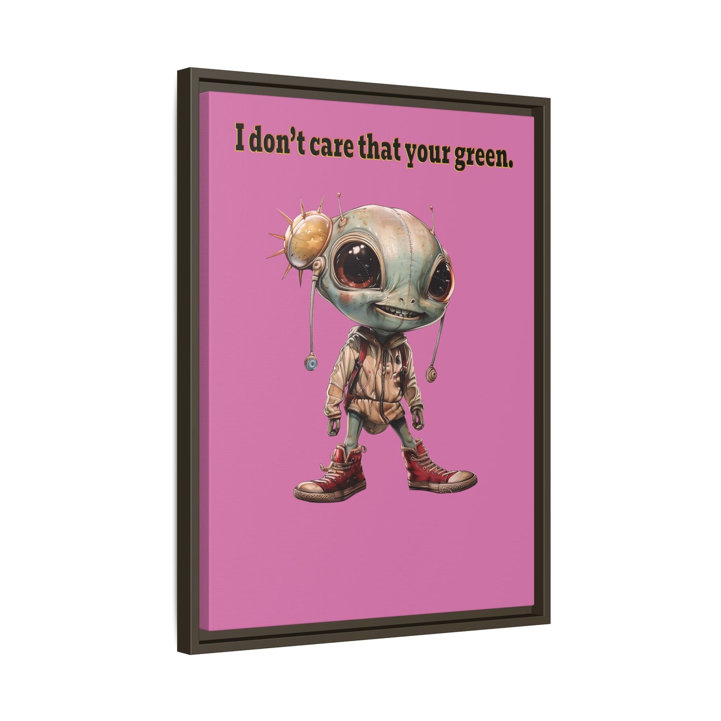 I don't care that your green - framed canvas art (light pink)