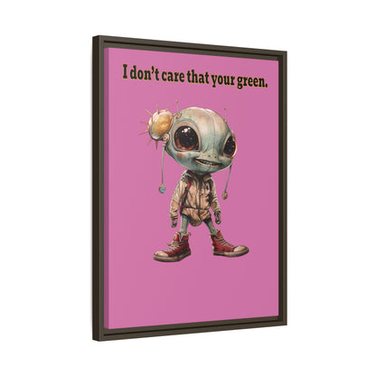I don't care that your green - framed canvas art (light pink)
