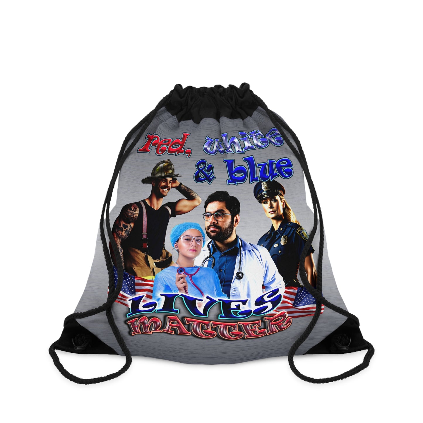rw&b lives matter - Drawstring Bag (brushed nickel)