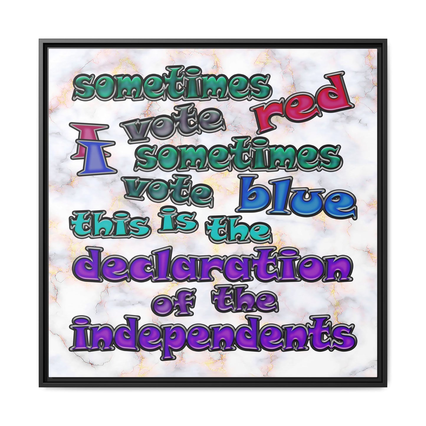 declaration of the independents - framed canvas art (white marble)
