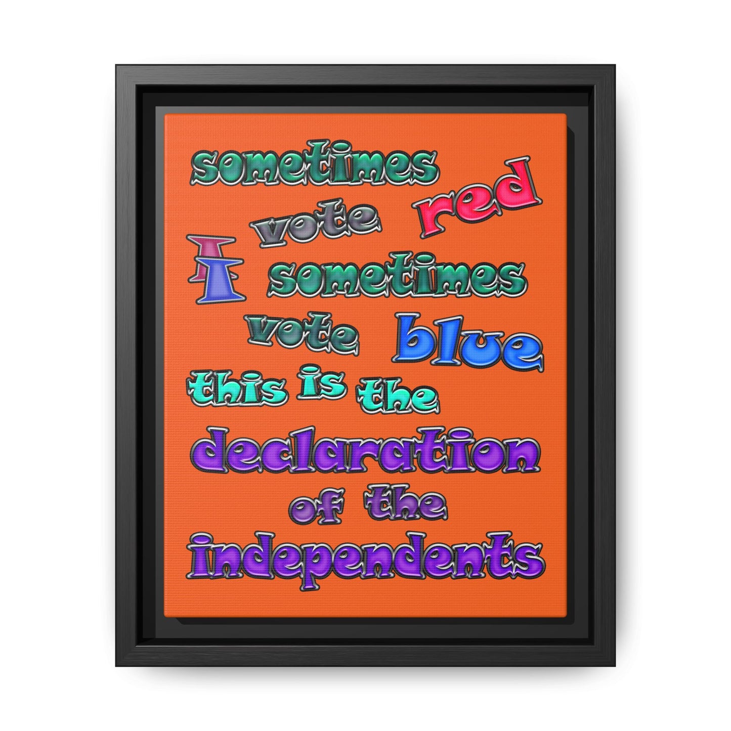 declaration of the independents - framed canvas art (orange)