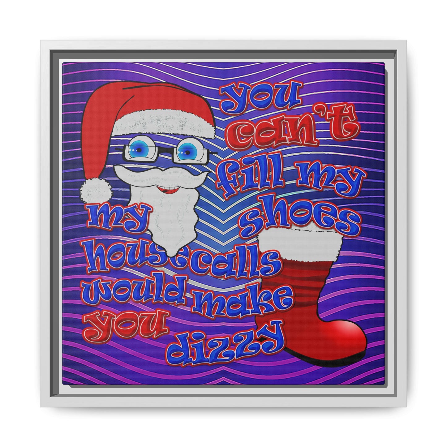 santa's shoes - framed canvas art (purple wave)