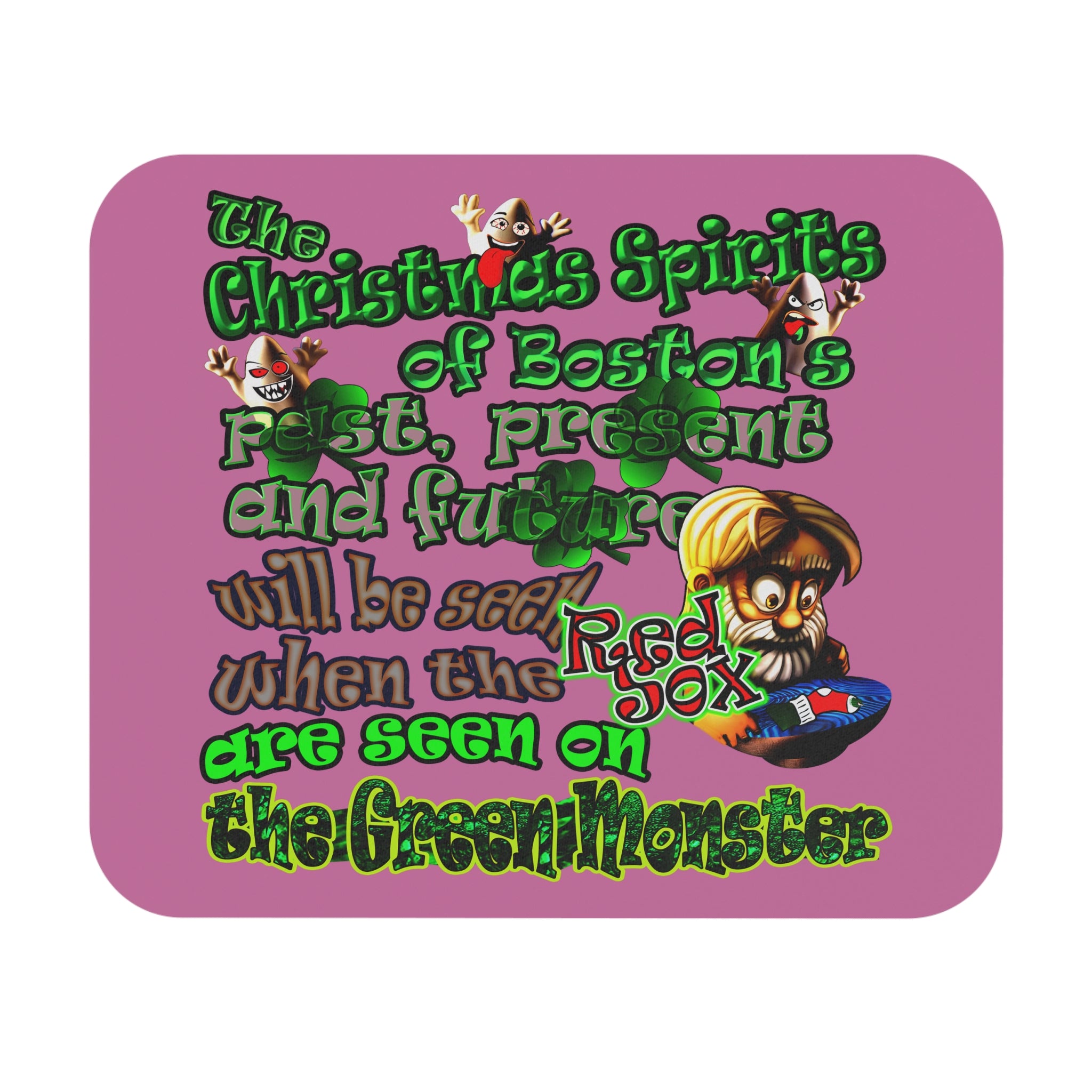 christmas spirits of boston - Mouse Pad (Rectangle) (light pink)