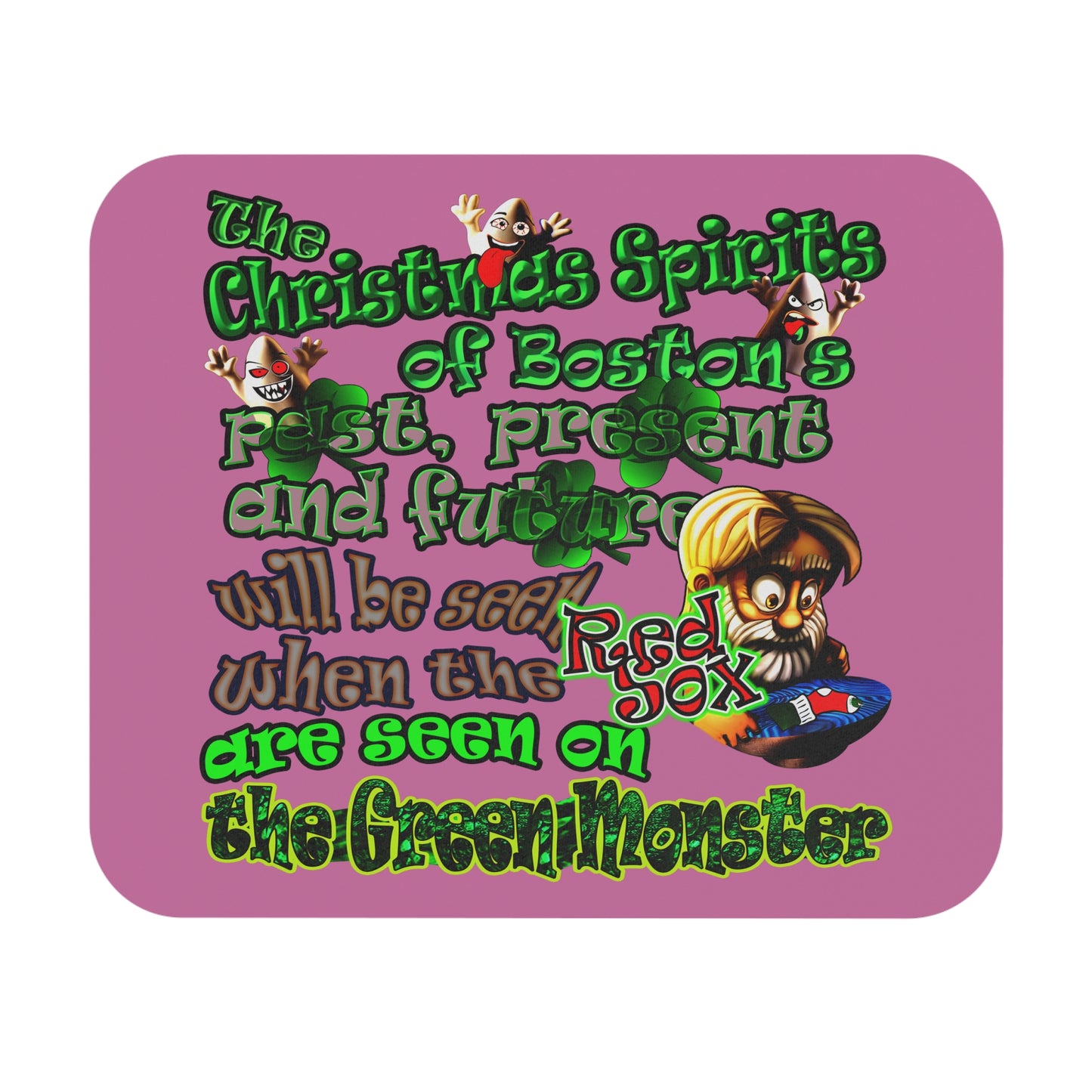 christmas spirits of boston - Mouse Pad (Rectangle) (light pink)
