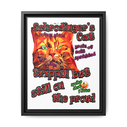 schrodinger's cat - framed canvas art (white)