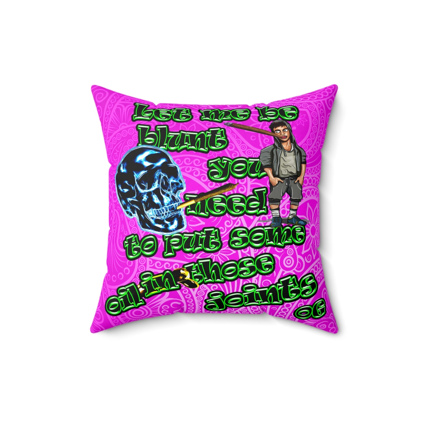 og - Spun Polyester Square Pillow - (pink swirl)