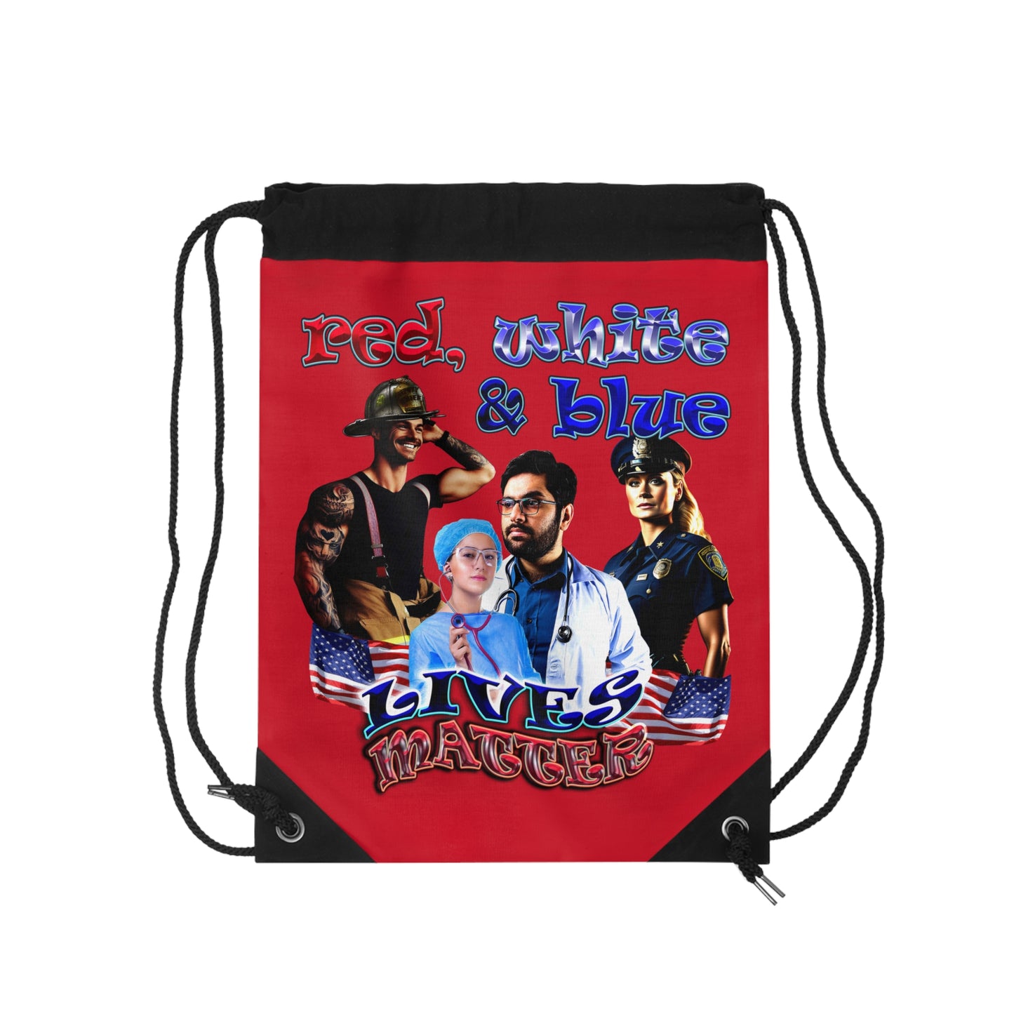 rw&b lives matter - Drawstring Bag (dark red)