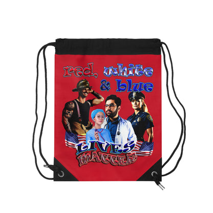 rw&b lives matter - Drawstring Bag (dark red)