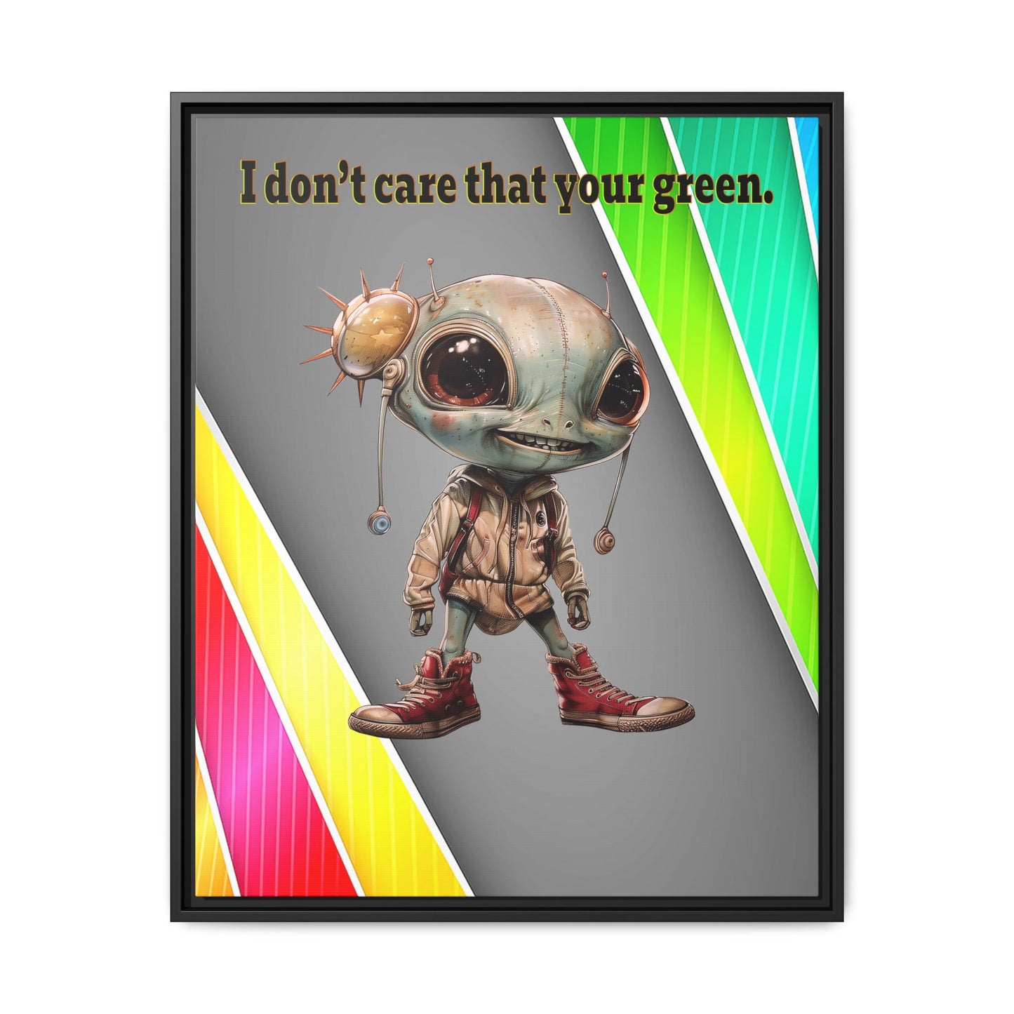 I don't care that your green - framed canvas art (rainbow split)