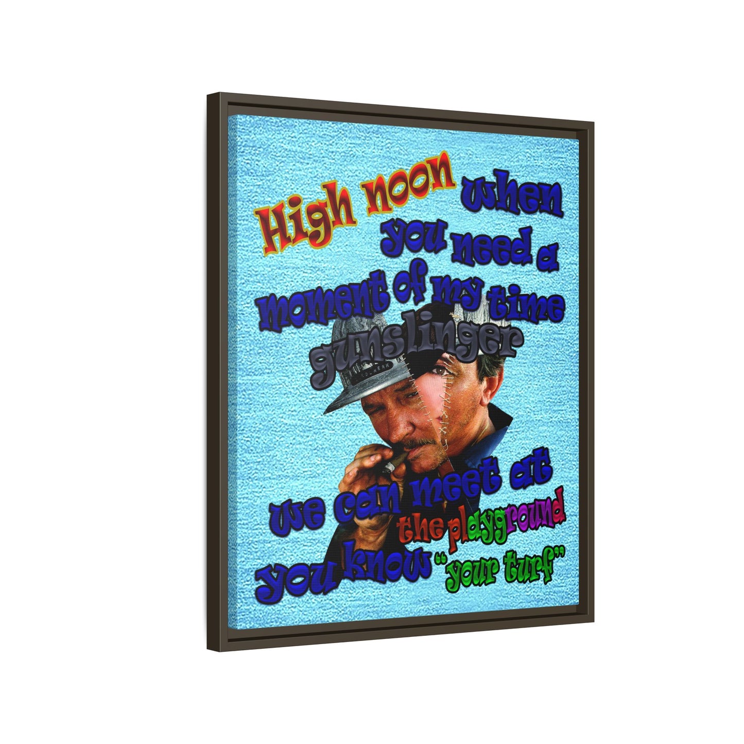 high noon - framed canvas art (faded blue)