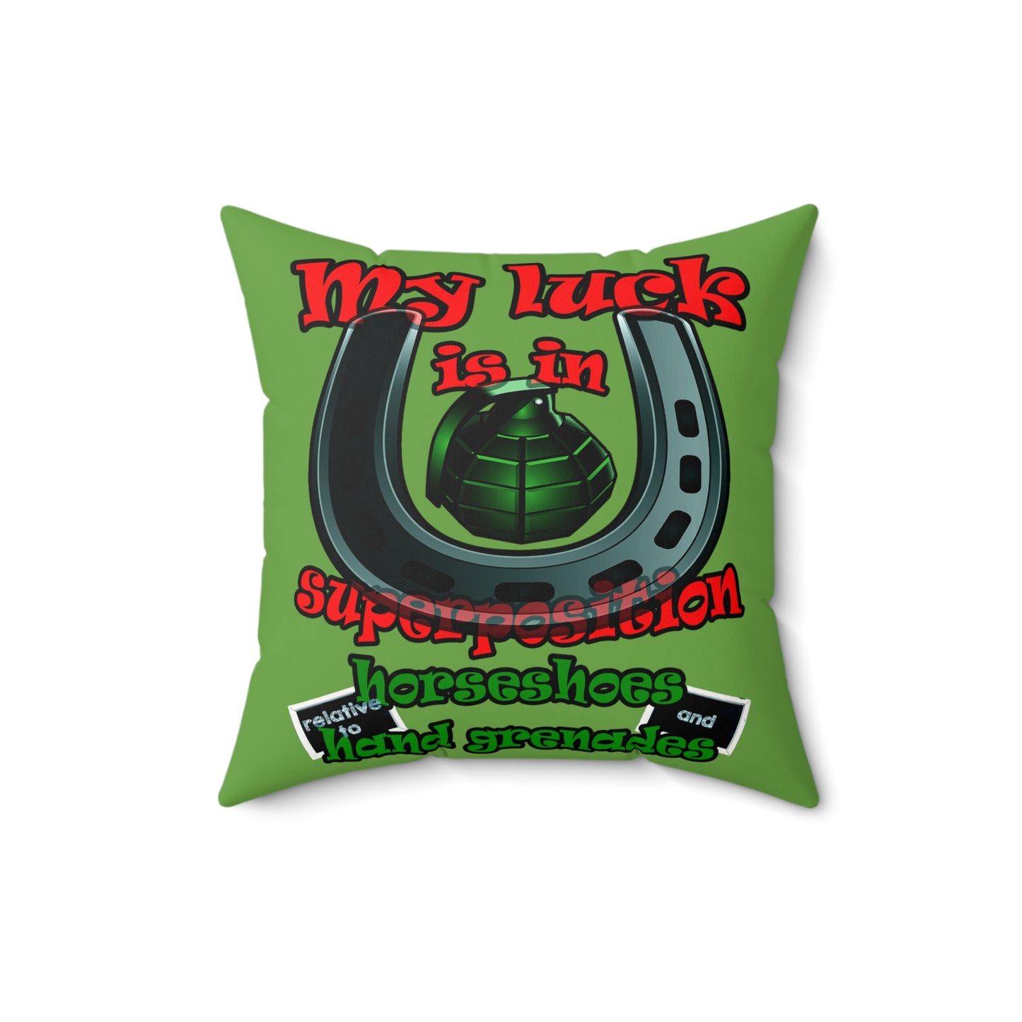 my luck - Faux Suede Square Pillow - (green)