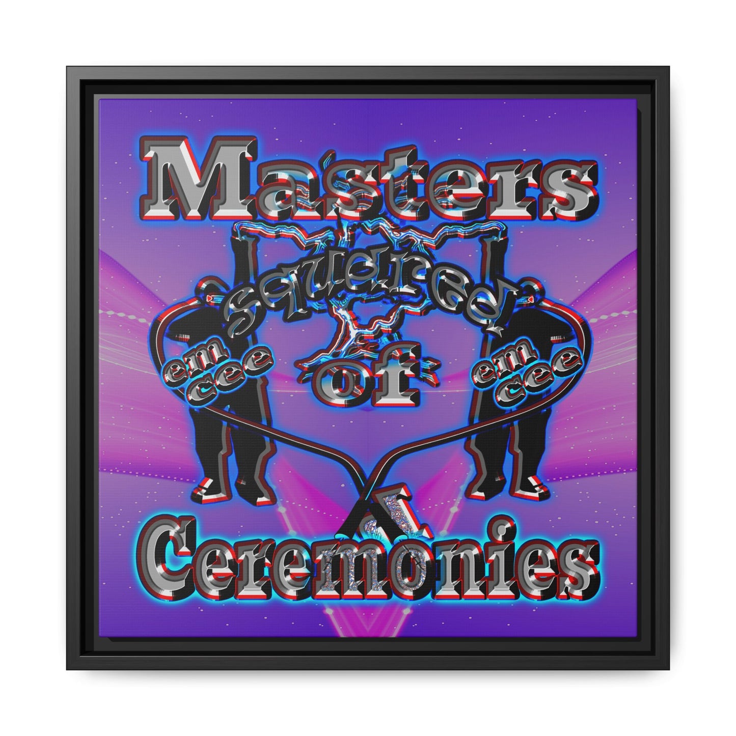 em cee squared - framed canvas art (purple-pink wave)