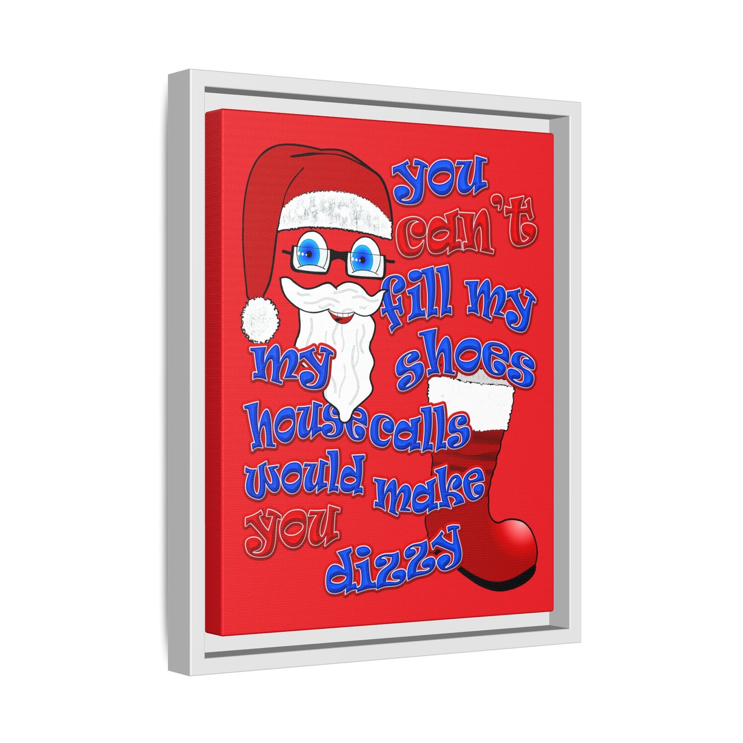 santa's shoes - framed canvas art (red)