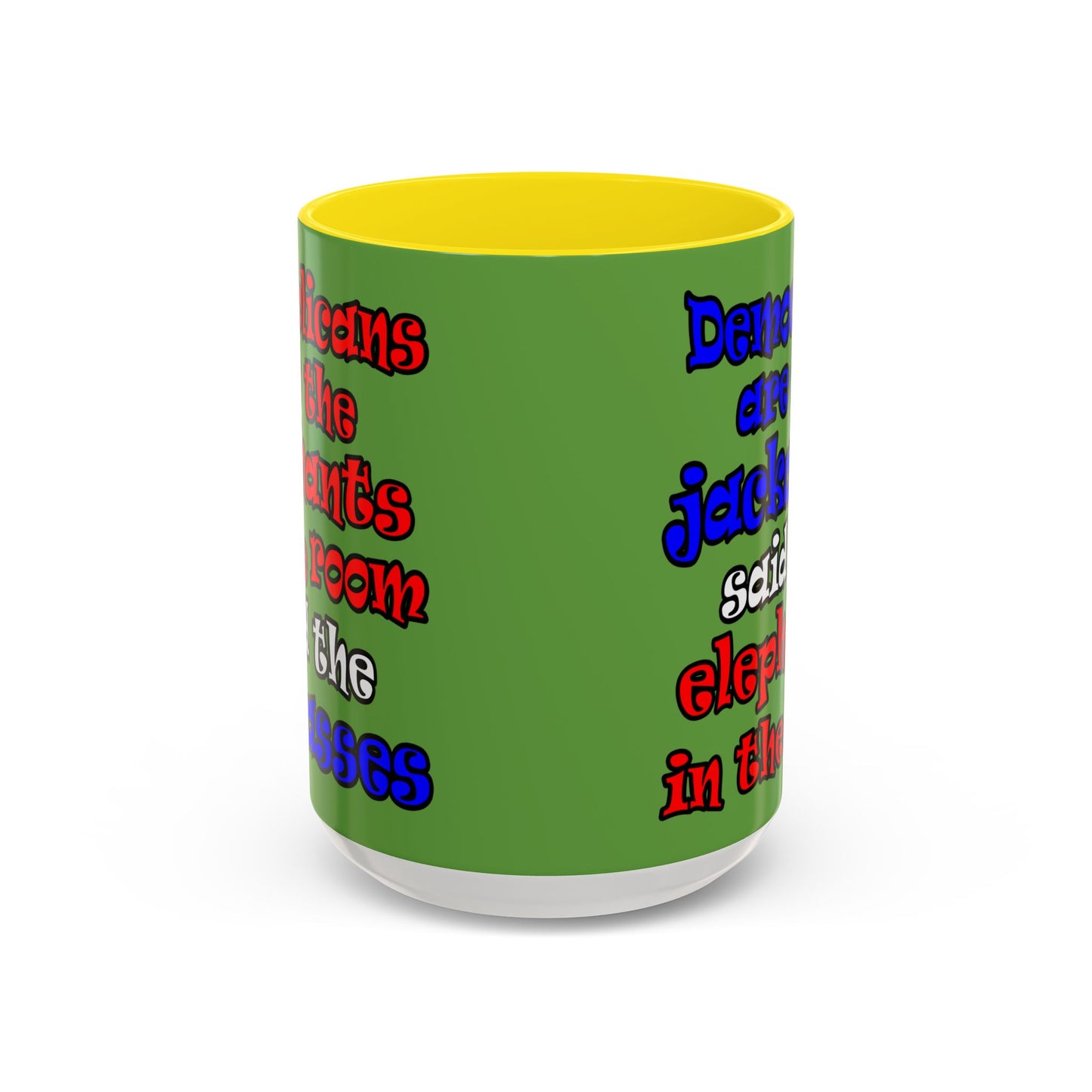 donkeys and elephants - Accent Mug (green)