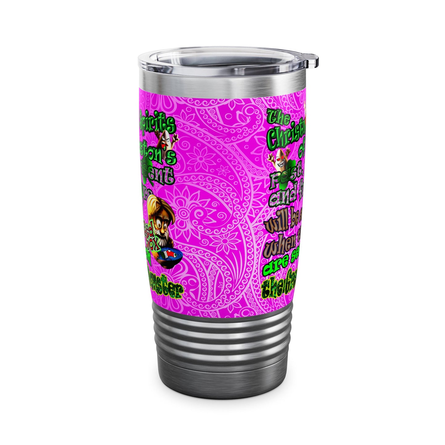 christmas spirits of boston - Ringneck Tumbler, 20oz (pink swirl)