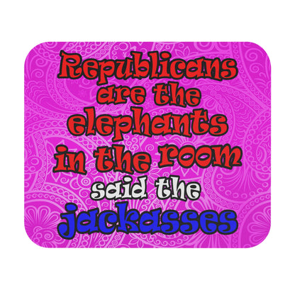 donkeys and elephants - Mouse Pad (Rectangle) (pink swirl)