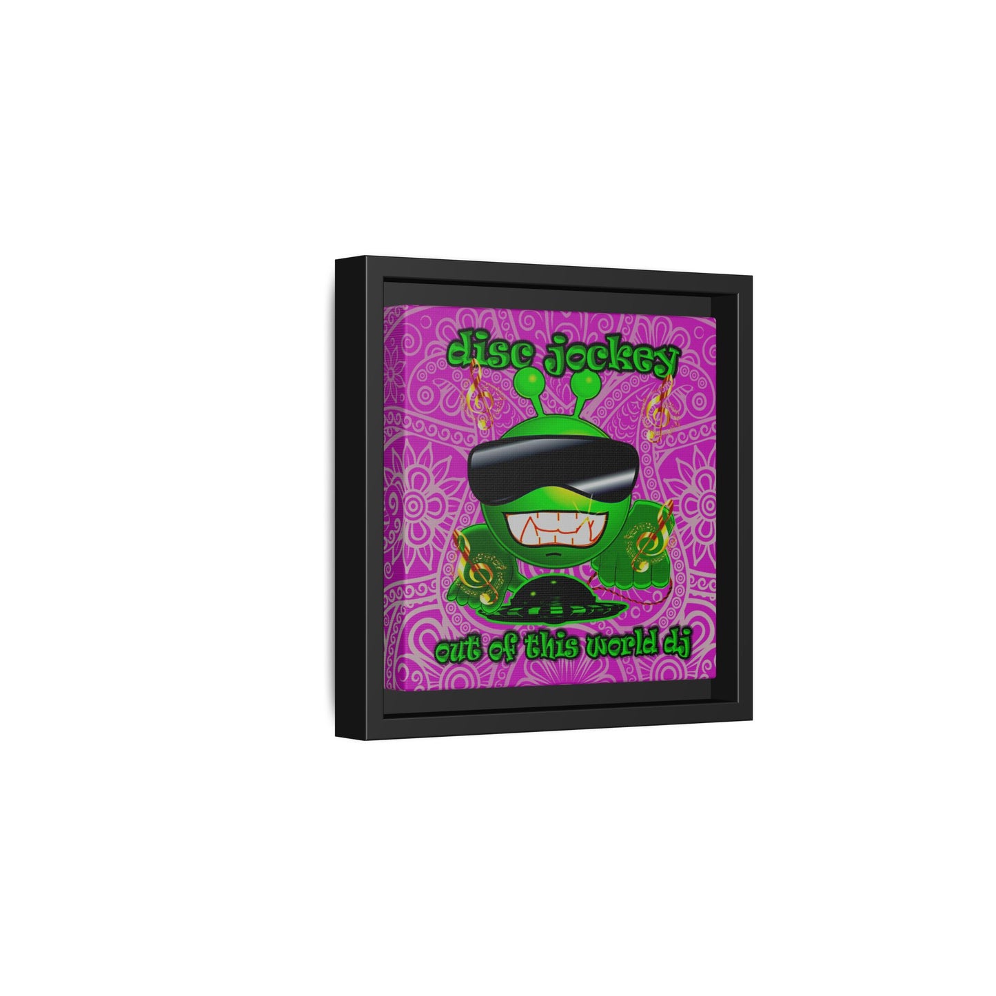 disc jockey - framed canvas art (pink swirl)