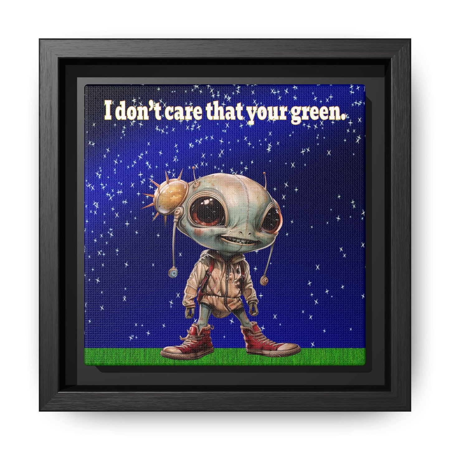 I don't care that your green - framed canvas art ('snoops' background)