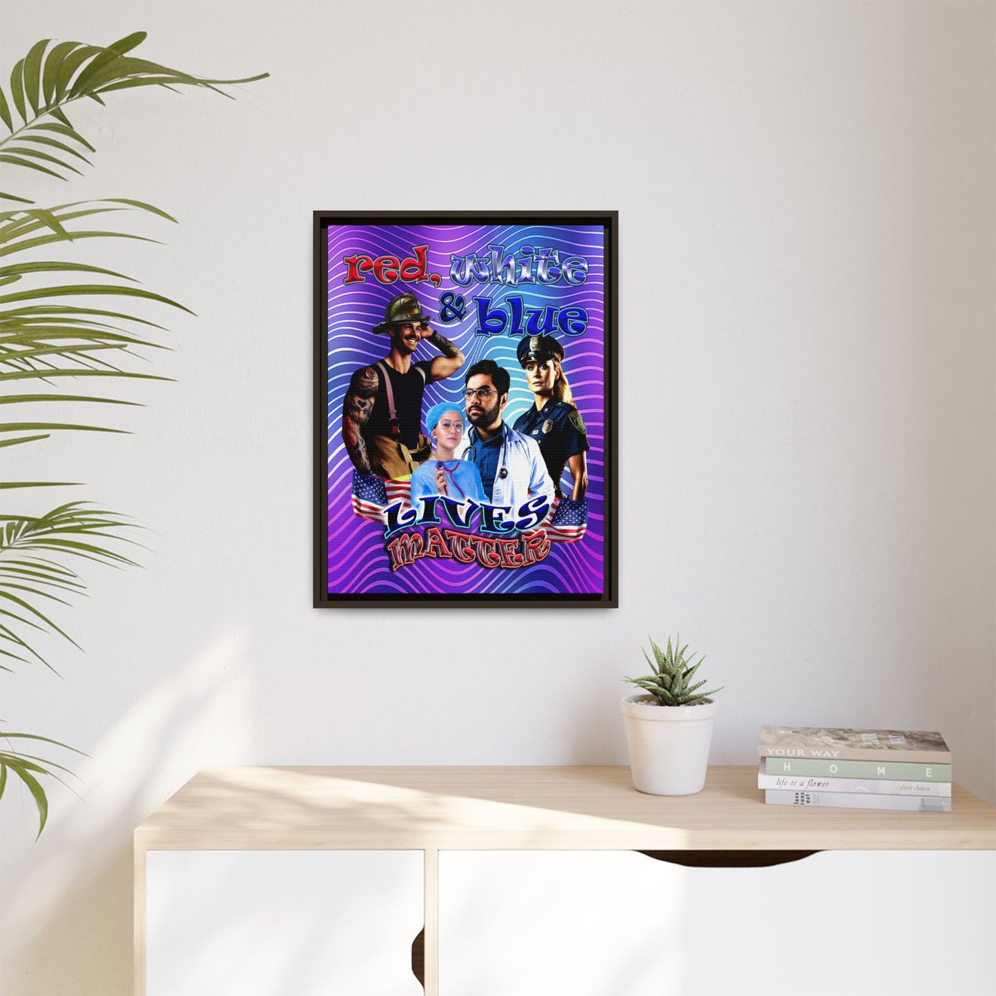 rw&b lives matter - framed canvas art (purple wave)