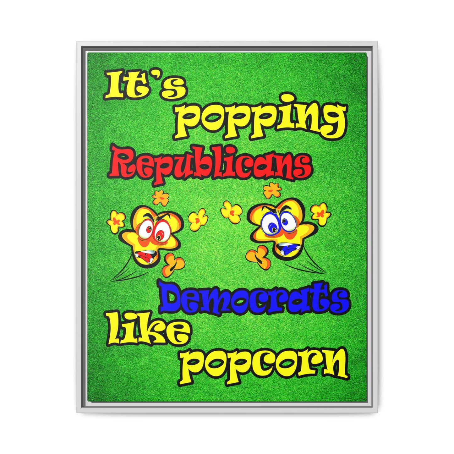 popping like popcorn - framed canvas art (green turf)
