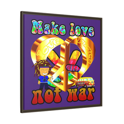 love peace - framed canvas art (purple)