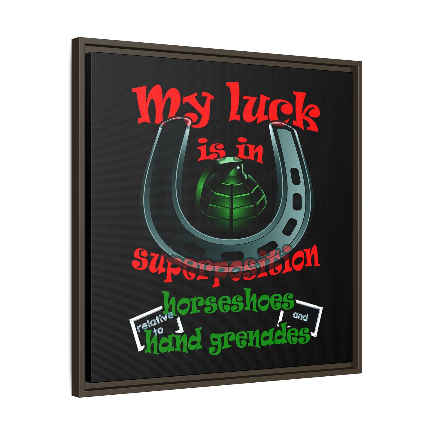 my luck - framed canvas art (black)