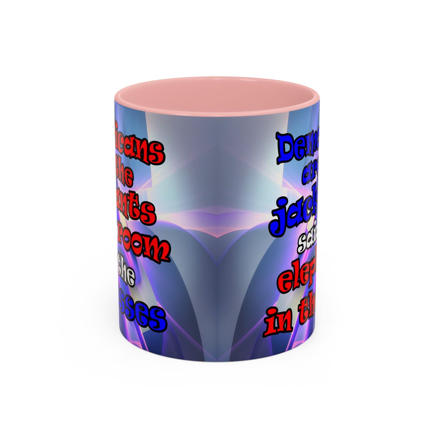 donkeys and elephants - Accent Mug (grey-pink wave)