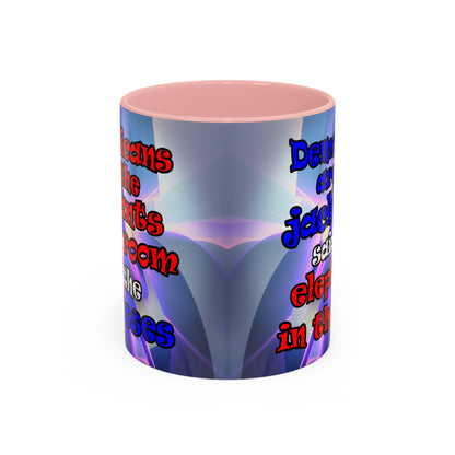 donkeys and elephants - Accent Mug (grey-pink wave)