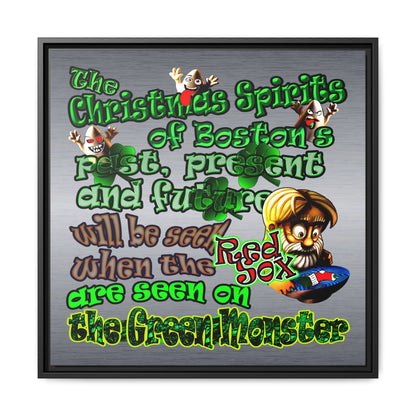 christmas spirits of boston - framed canvas art (brushed nickel)