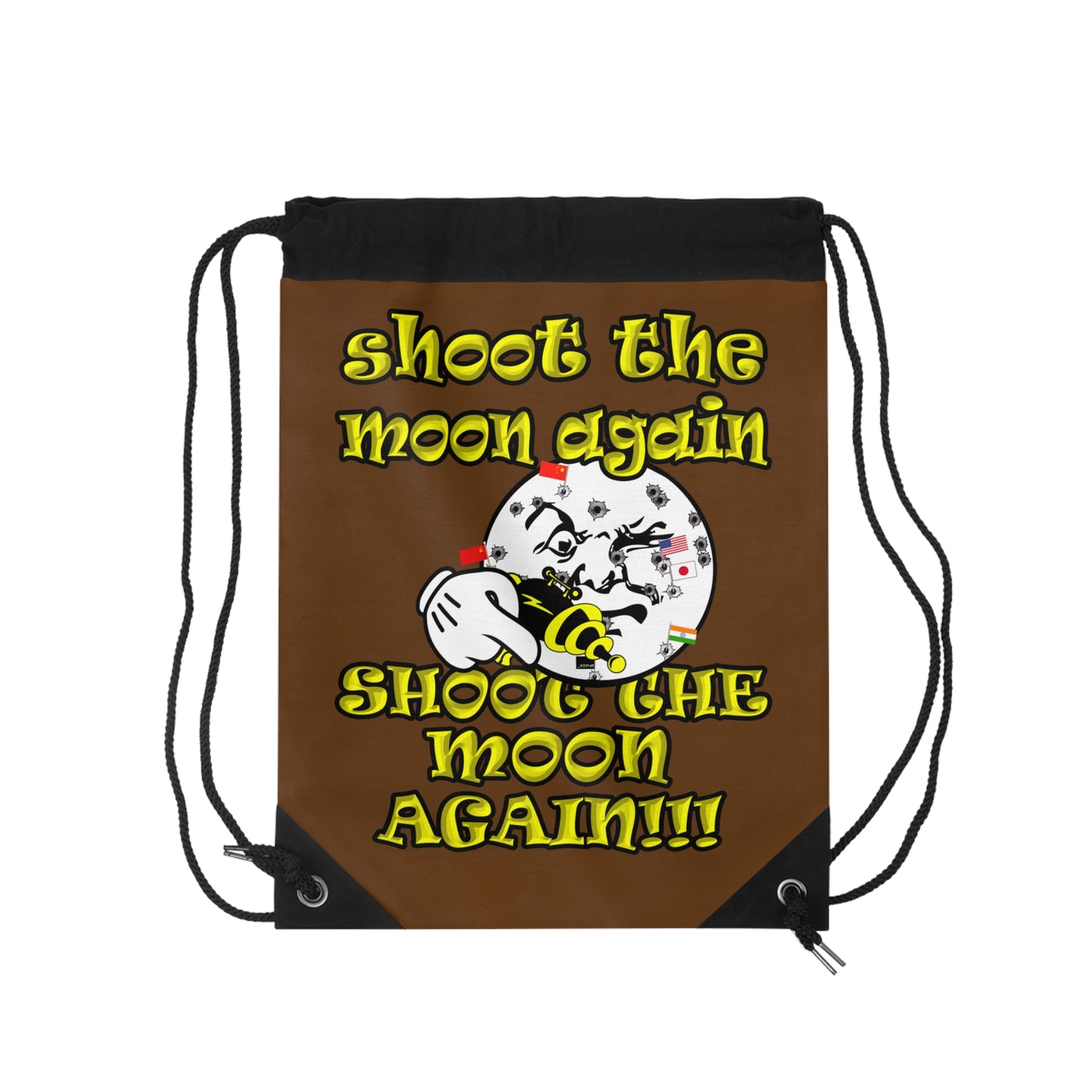 shoot the moon again - Drawstring Bag (brown)