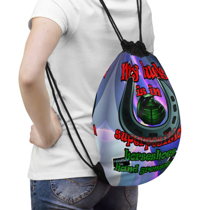 my luck - Drawstring Bag (grey-pink wave)