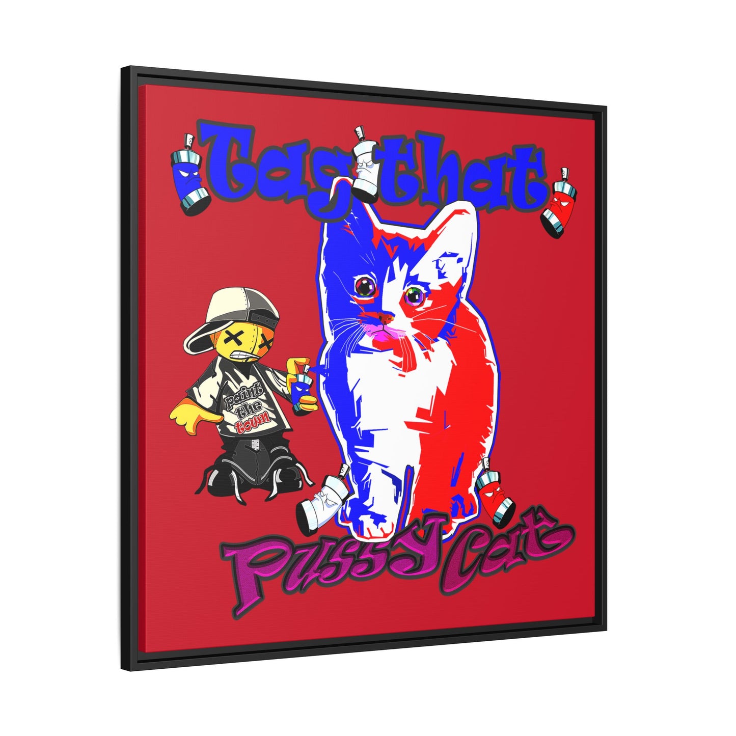 tag that - framed canvas art (dark red)