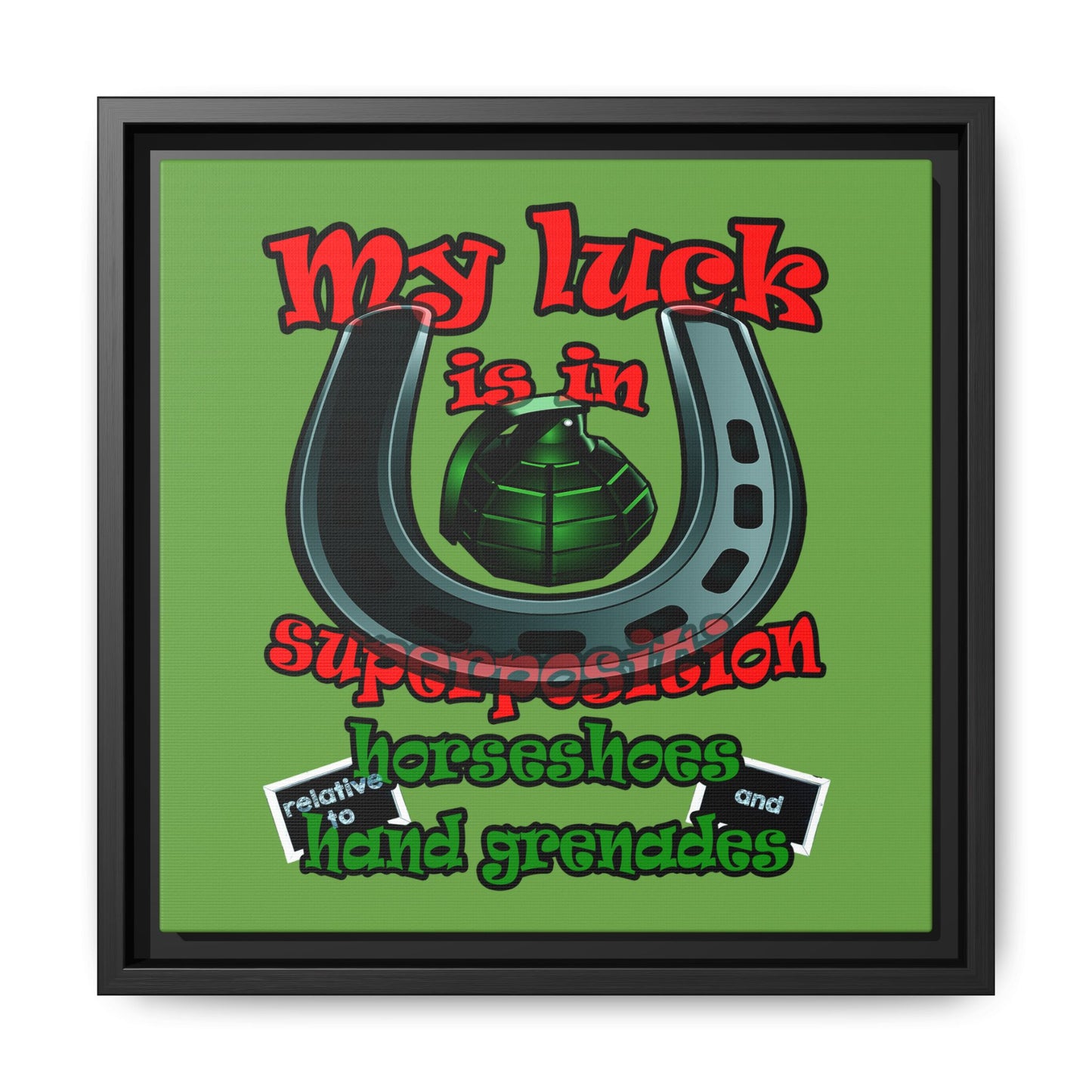 my luck - framed canvas art (green)