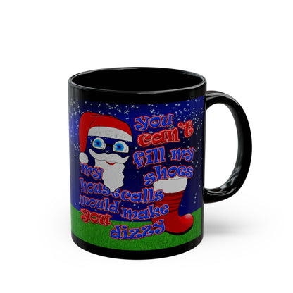 santa's shoes - Black Mug ('snoops' background)