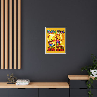 love peace - framed canvas art (yellow)