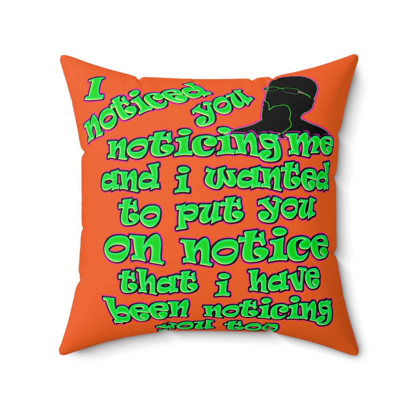 noticed you noticing - Faux Suede Square Pillow - (orange)