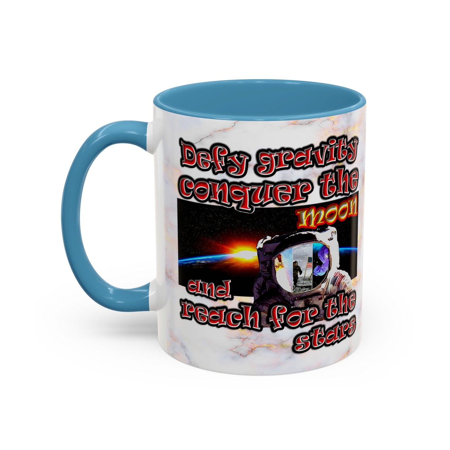 defy conquer reach - Accent Mug (white marble)