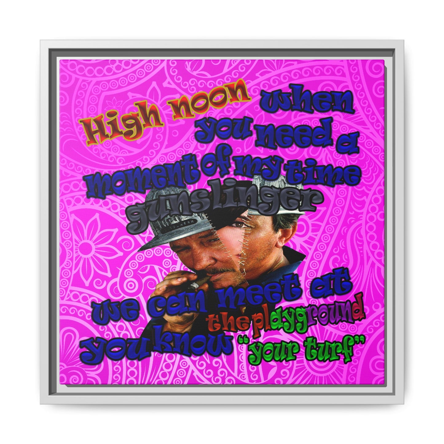high noon - framed canvas art (pink swirl)