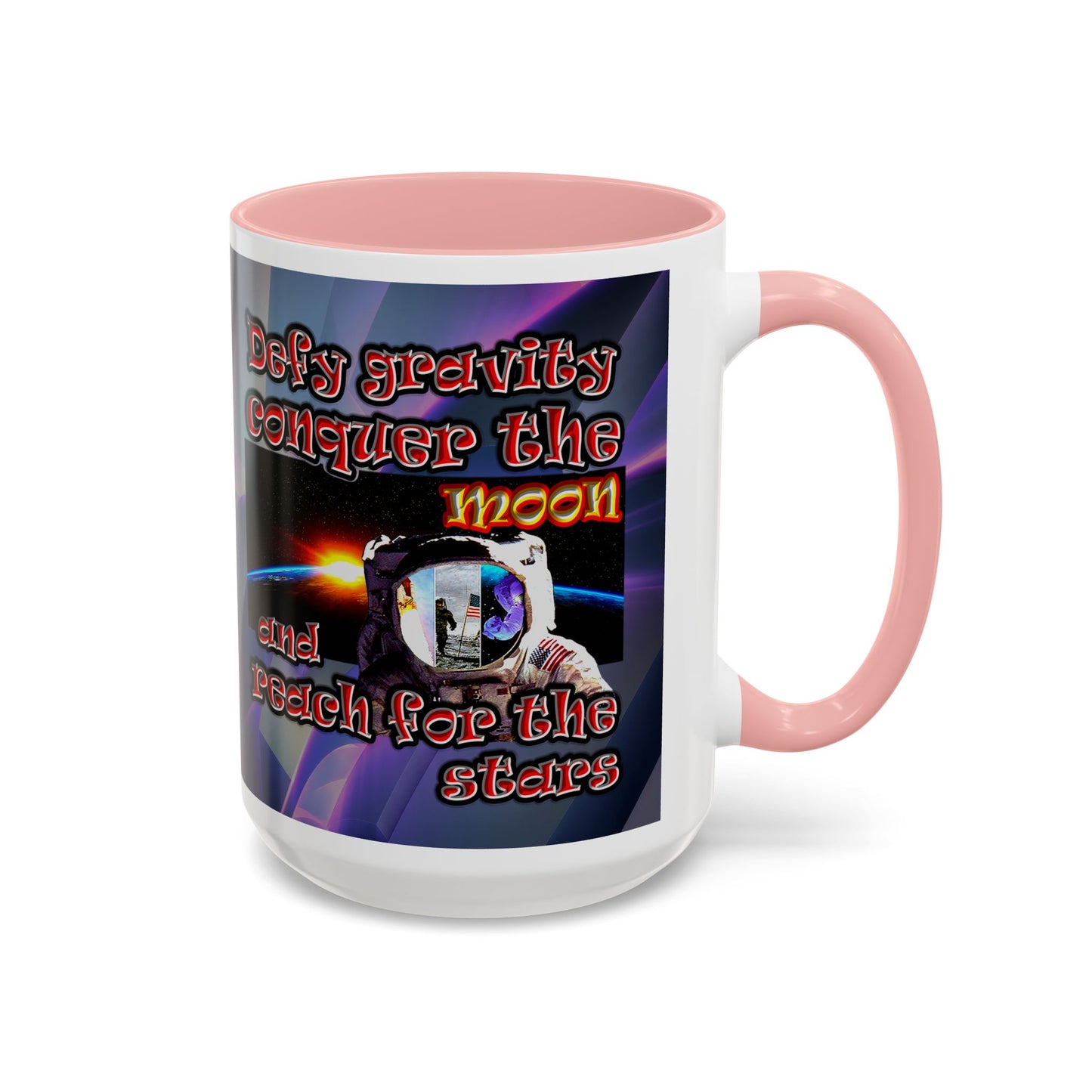 defy conquer reach - Accent Mug (grey-pink wave)