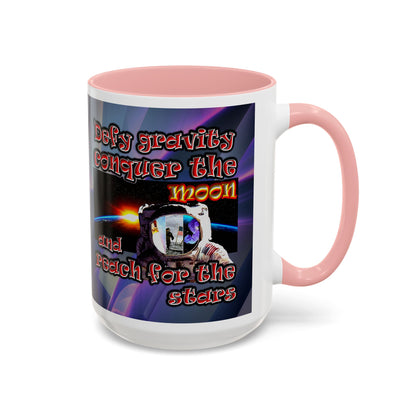 defy conquer reach - Accent Mug (grey-pink wave)