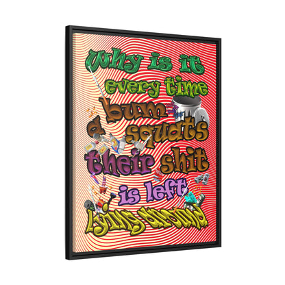 the bum's shit - framed canvas art (yellow-orange wave)