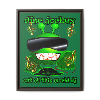 disc jockey - framed canvas art (dark green)