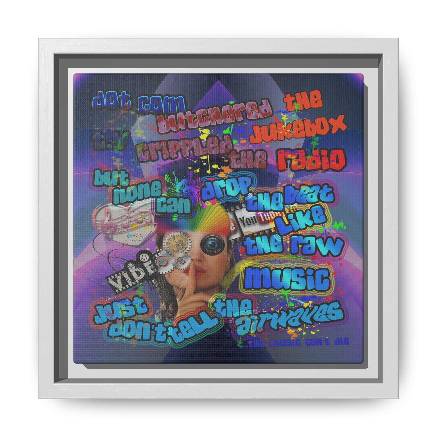 drop the beat - framed canvas art (grey-pink wave)