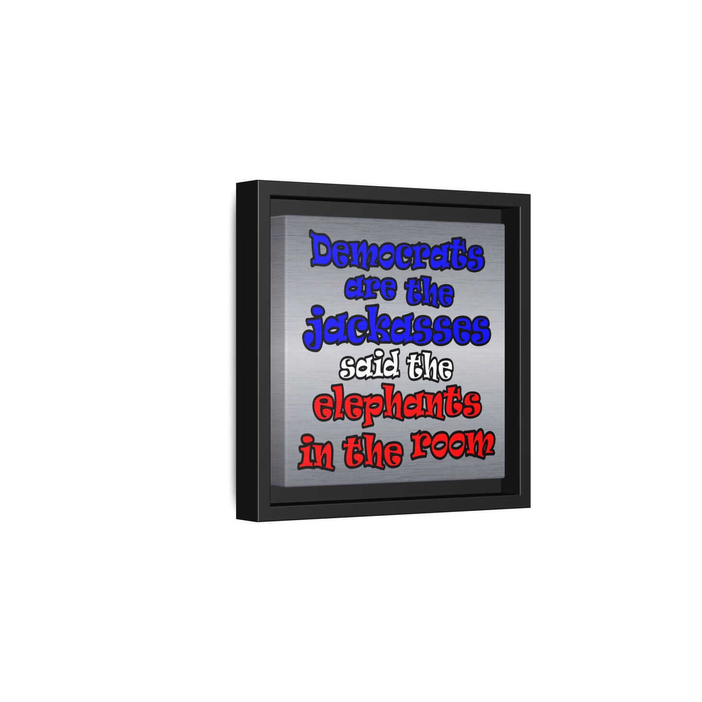 donkeys and elephants - framed canvas art (brushed nickel)