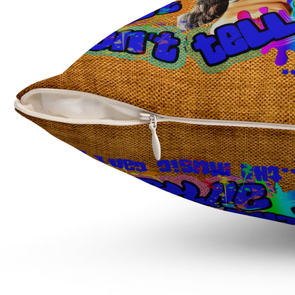 drop the beat - Spun Polyester Square Pillow - (dichromatic brown papyrus)