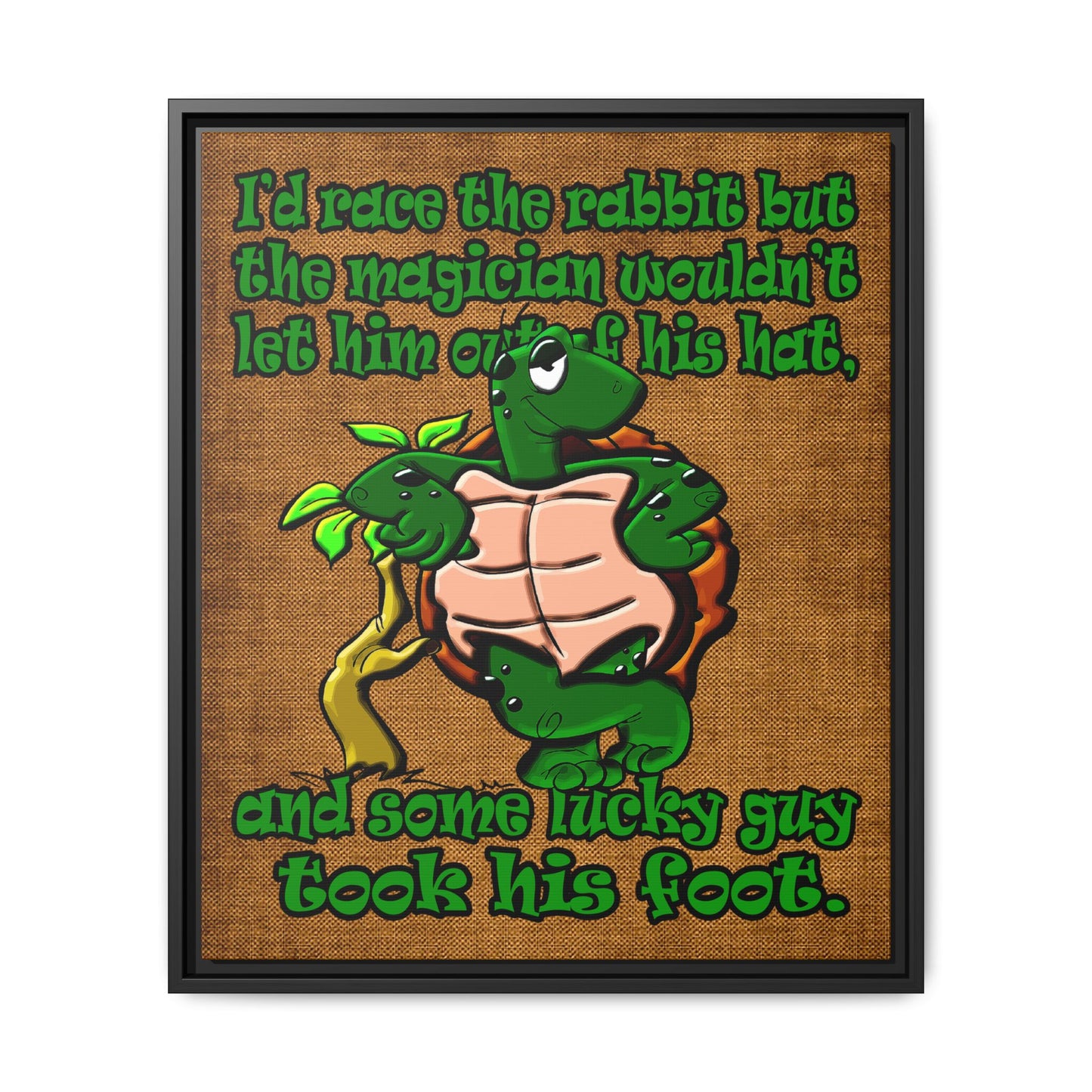 turtle race - framed canvas art (brown papyrus)